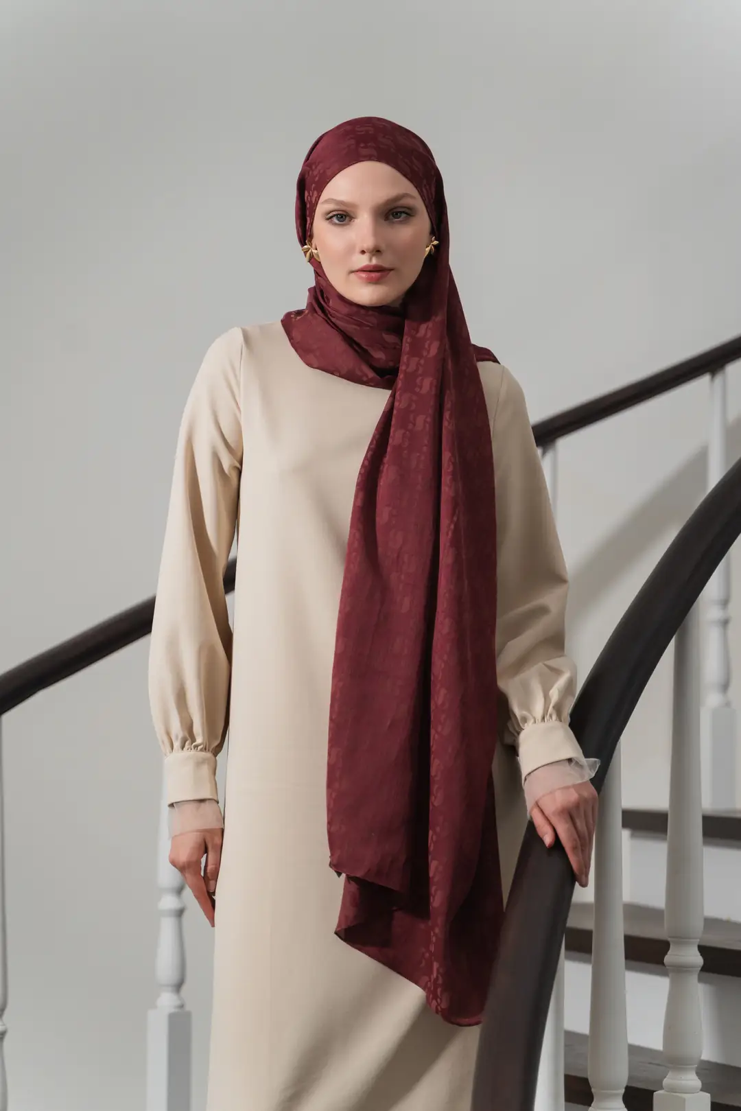 Bordo Floş Viskon Jakar Şal