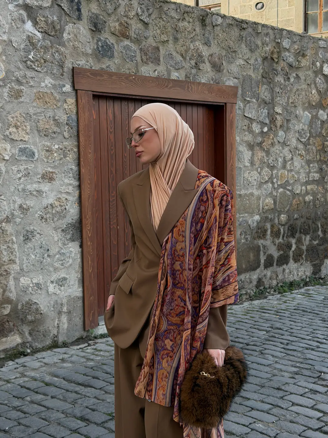Velora Amber İpek Krep Şal