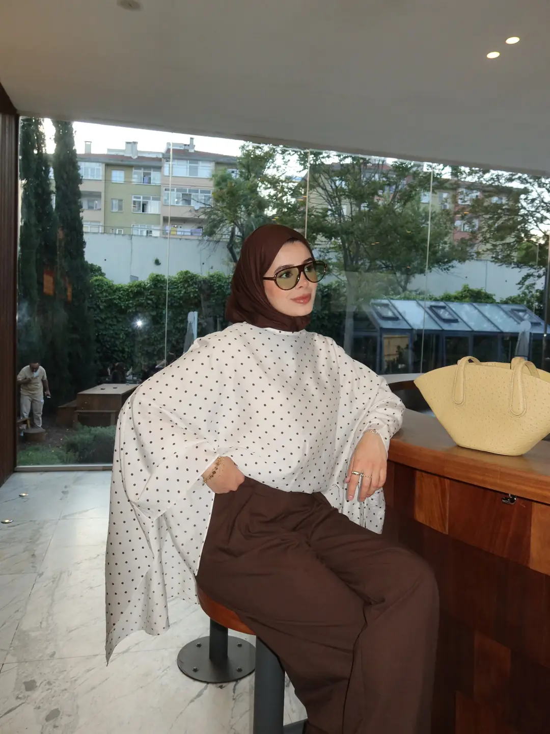 Kahve Puan Desenli Panço
